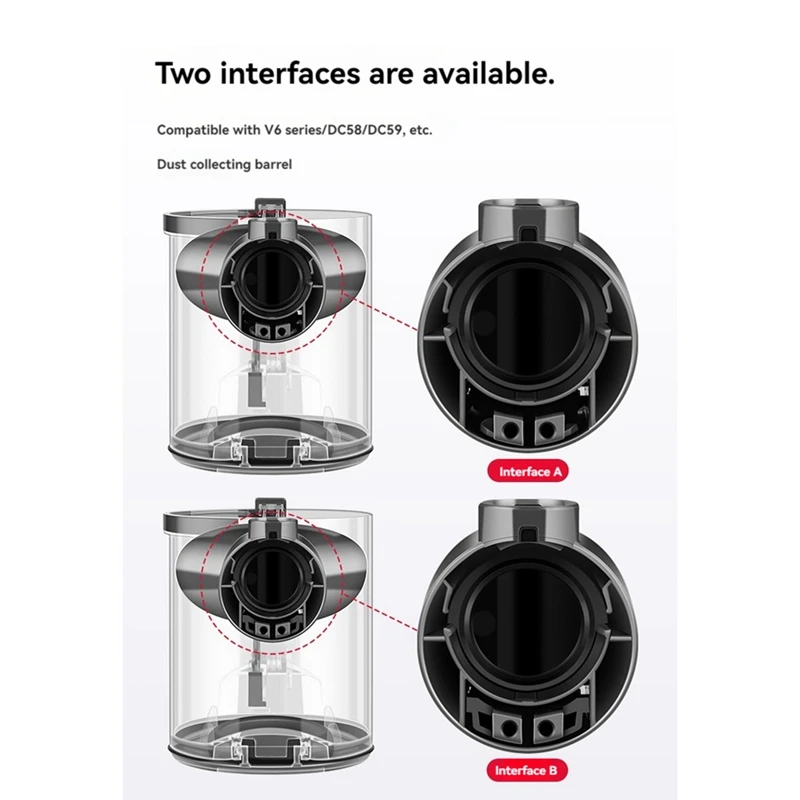 【Berserkk】contenedor de polvo para Dyson V6 Dc58 Dc59 Dc62 Dc74 piezas de limpiador al vacío cubo de polvo cubierta inferior cubierta superior cubo de polvo ciclónico