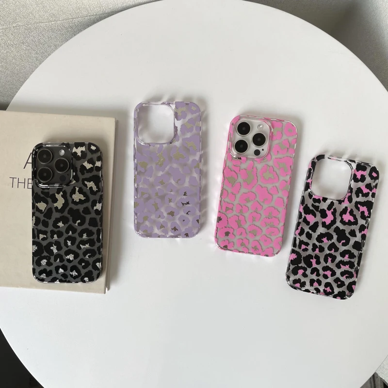 Luxury Leopard print Transparent armor case for iphone 13 11 15 15pro 12Pro 14 14pro max Shockproof protective cover