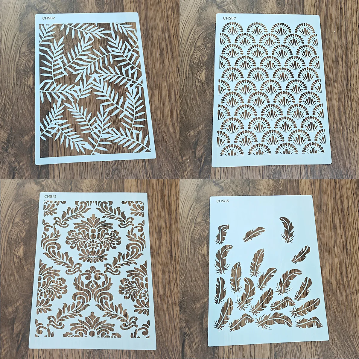 29×20cm Multi Pattern Cake Spray Stencil, Food Safe Reusable PET Template for Wedding Party Fondant Cake Decor