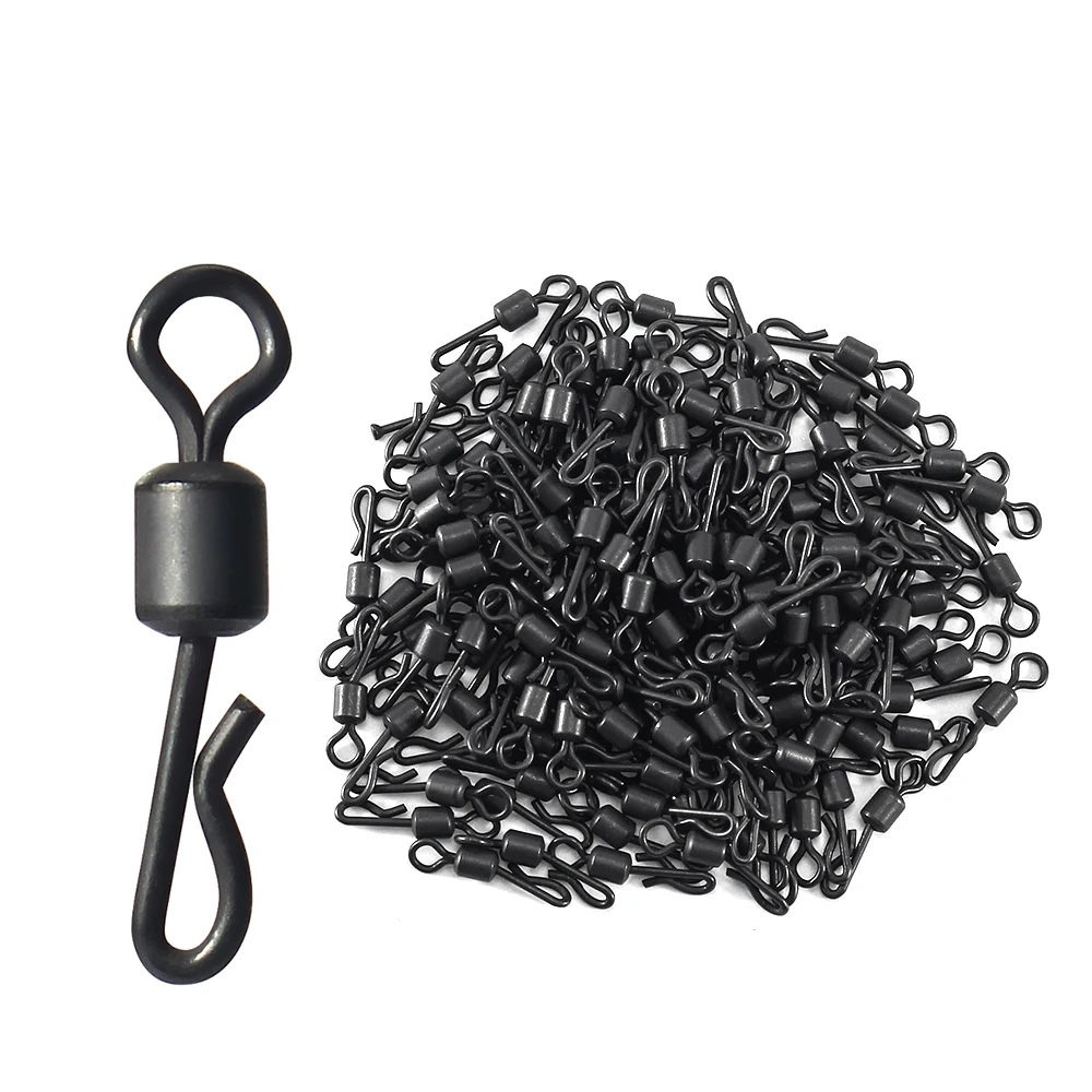 DNDYUJU Matte Black Rolling Quick Change Swivels Carp Rigs Long Body Q-shaped Swing Snap Connector Carp Fishing Accessories