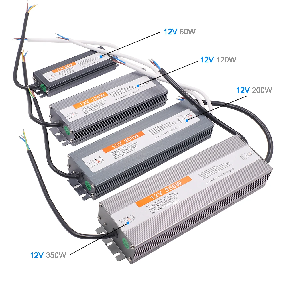 Waterproof LED Power Supply 60W 100W 150W 200W 300W 400W 500W AC 110V 220V To DC 12V 24V Switch Transformer Adapter LED Driver