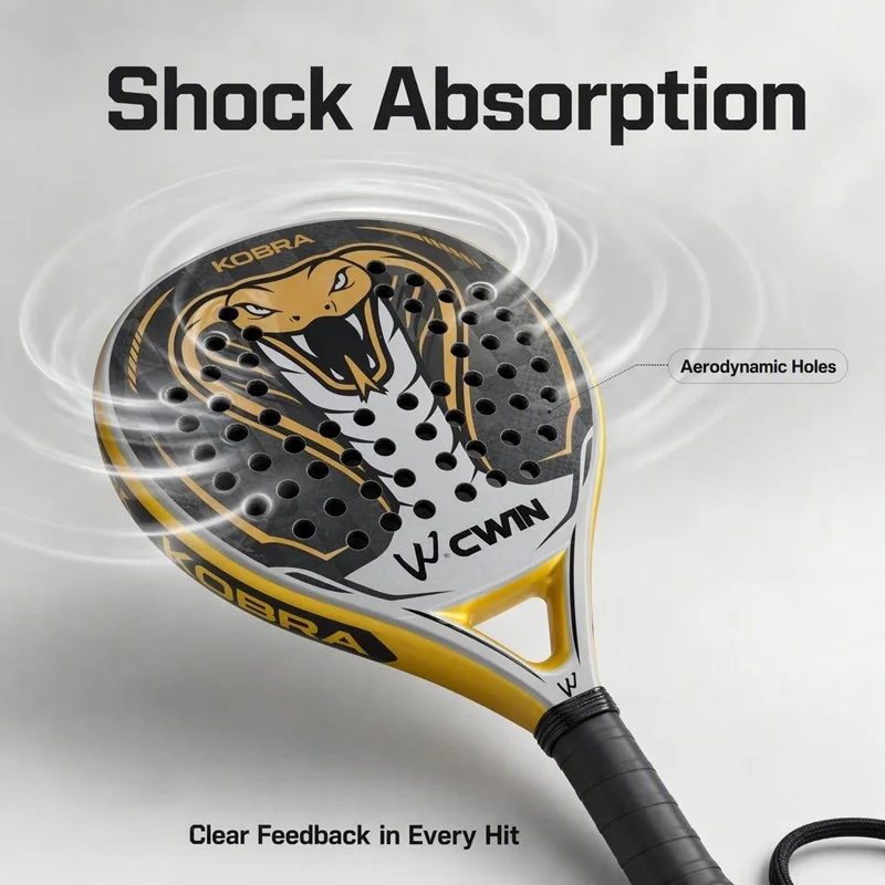 24K Senior Padel-Schläger, professioneller Schläger aus Kohlefaser mit weicher EVA-Oberfläche, inklusive Padel-Tasche für Männer und Frauen, Trainingszubehör – Detail 2