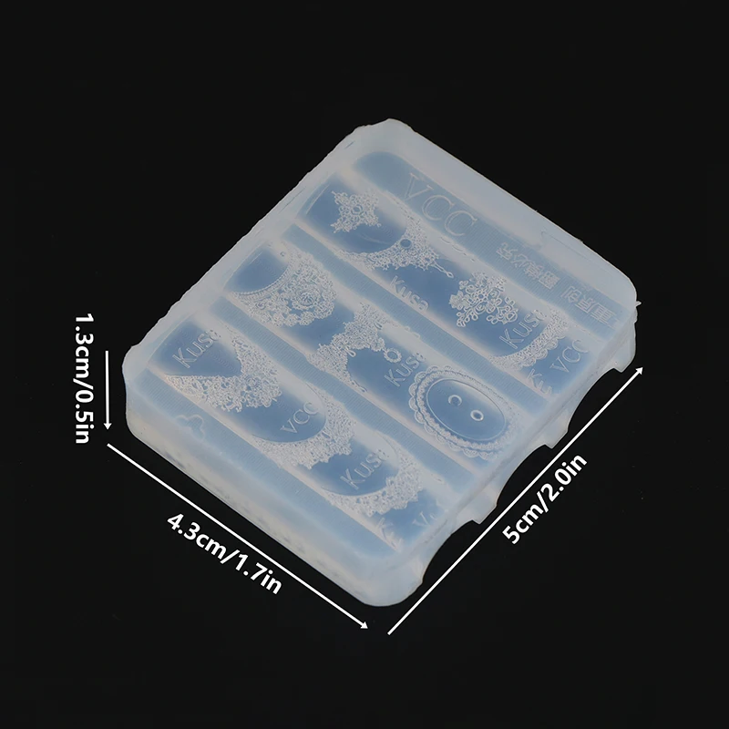 Molde de unhas de renda transparente para mulheres, estêncil de unhas de renda com design em relevo de silicone, molde de manicure profissional, artesanato diy, uso diário