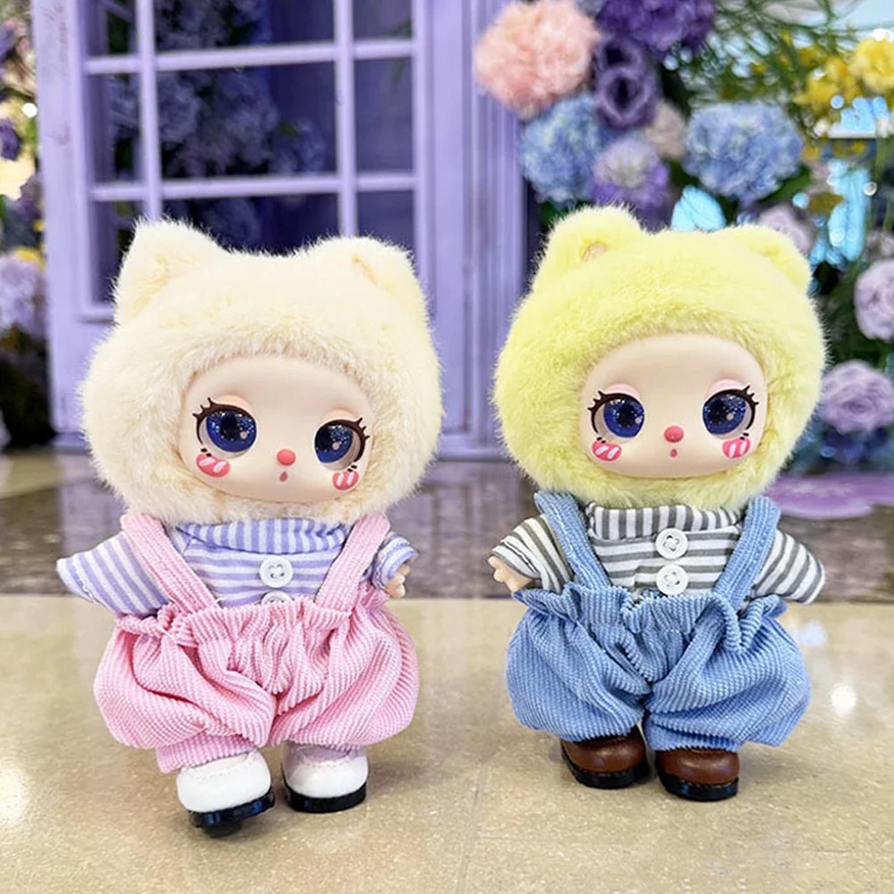 17cm Mini Plush Doll'S Clothes Outfit Accessories for Liila LUCKY CAT Idol Pink and Blue Striped Bloomers Clothing Gift