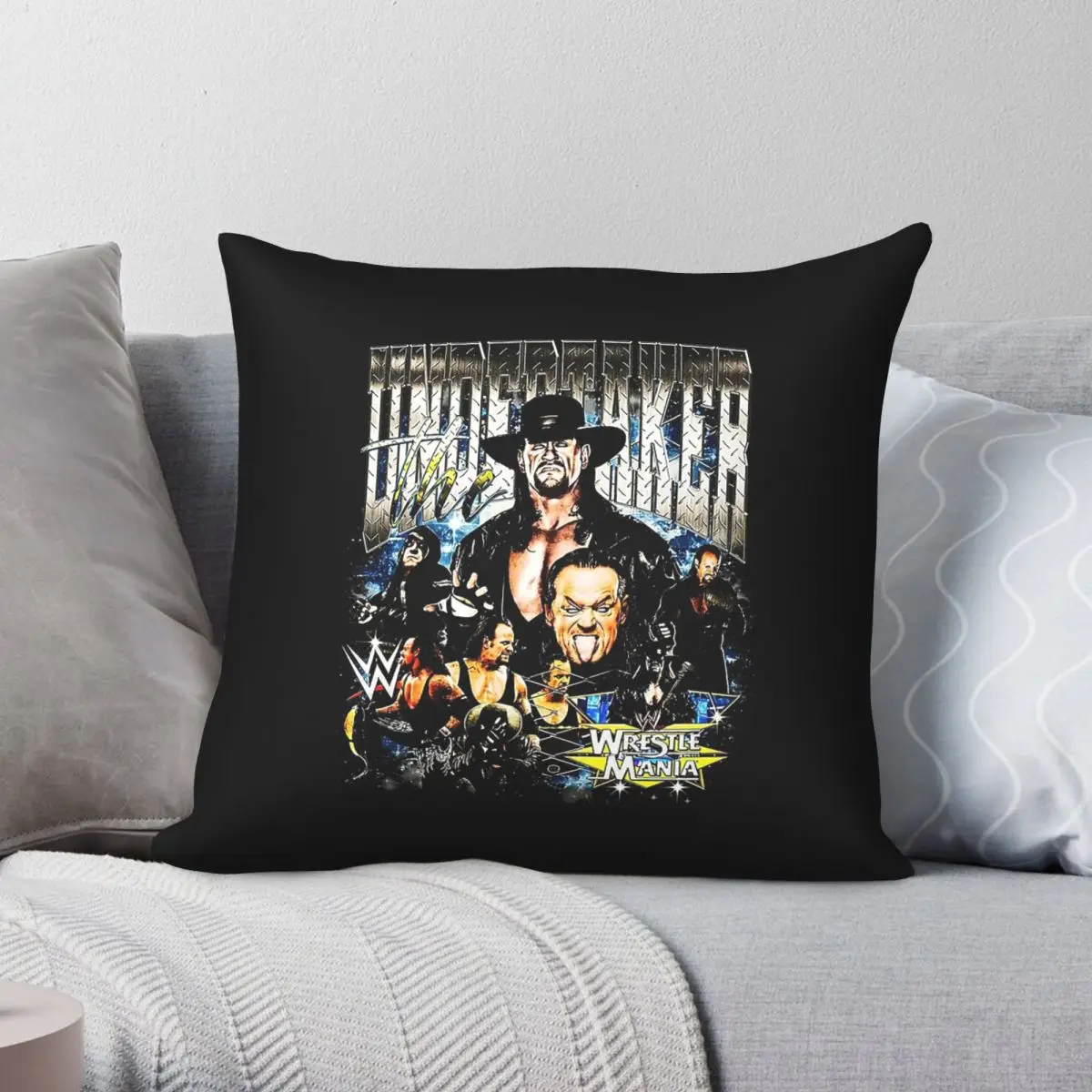 The Undertaker Wrestler Square Pillowcase Polyester Linen Velvet Printed Zip Decor Pillow Case Car Cushion Cover