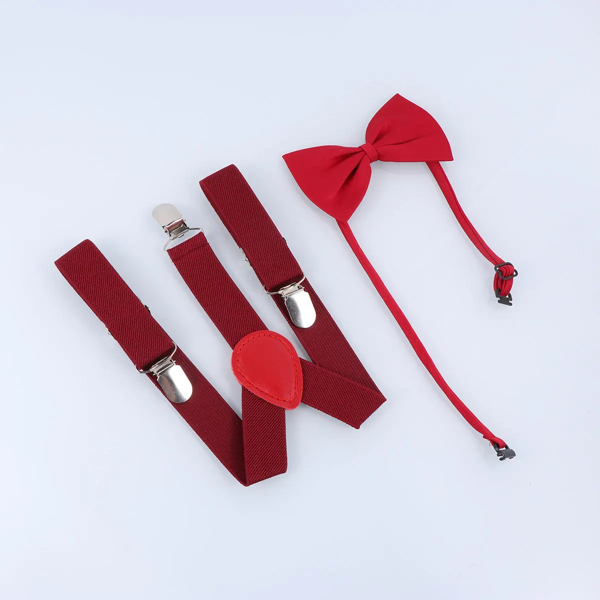 

Childrens Elastic Band Bowtie Suspender Combo Set in One Size Fits All Stylish Y-Back Suspenders for School Party