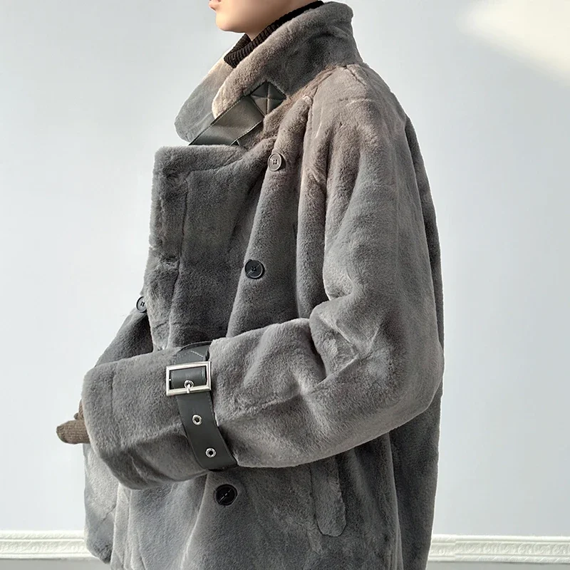 เสื้อแจ็คเก็ตขนสัตว์คอสูงแบบใหม่สำหรับฤดูใบไม้ร่วงและฤดูหนาว  แบบหนาและอุ่น สีพื้น เสื้อโค้ทผู้ชาย  ทันสมัย หนาและอบอุ่น สไตล์เรโทร  แจ็คเก็ตผ้าฝ้าย