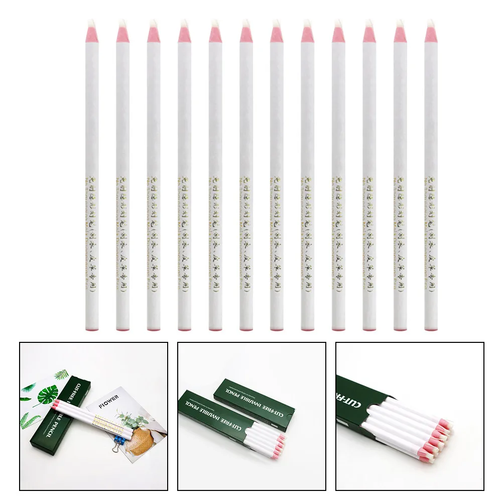 12Pcs Roll Paper Thread Machine Sewing Pens Pull Line Wax Crayons High Temperature Vanishing Marker Pens Heat Erasable Invisible