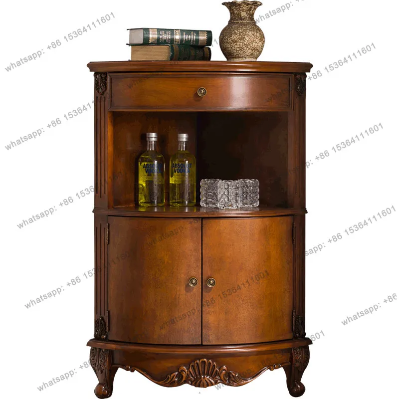 Edge Triangle Edge Corner Wine Cabinet American Solid Wood Drawer Living Room Shelf Corner Cabinet Bedroom