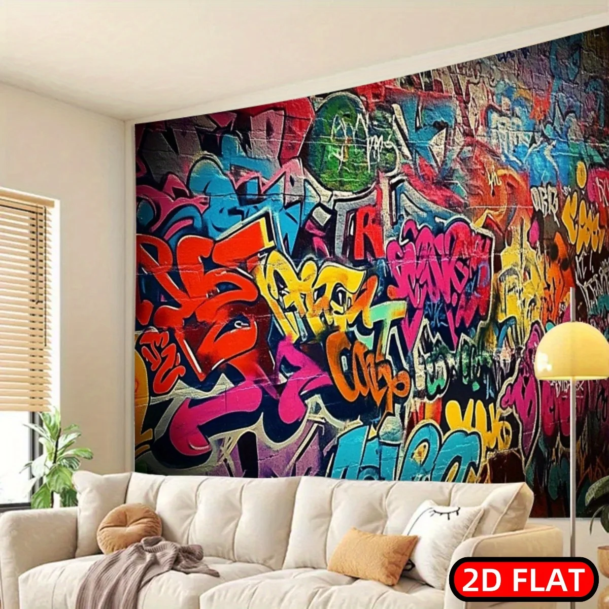 Graffiti Street Art Tapestry - Colorful Urban Spray Paint Design, Hip Hop Wall Decor, Boho Room Accents Polyester Multiple Sizes