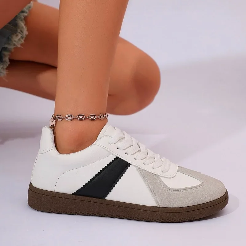 Klassieke retro stedelijke sneakers Hoge kwaliteit luxe lederen vrijetijdsschoenen Comfortabele damesschoenen met veters