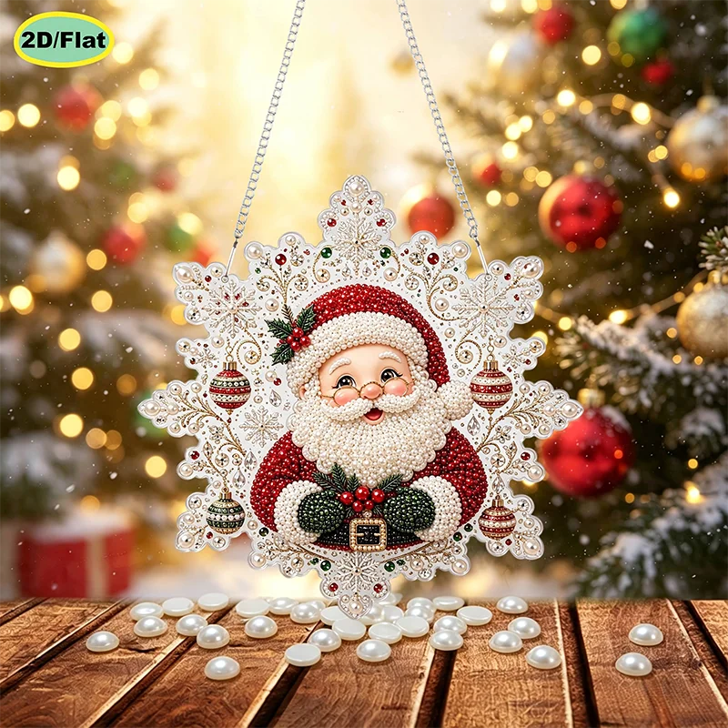 Perlen- und Diamant-Malerei DIY-Set, Weihnachtsanhänger Handarbeits-Set, kann als Heimdekoration verwendet werden, Feiertagszubehör – Detail 2