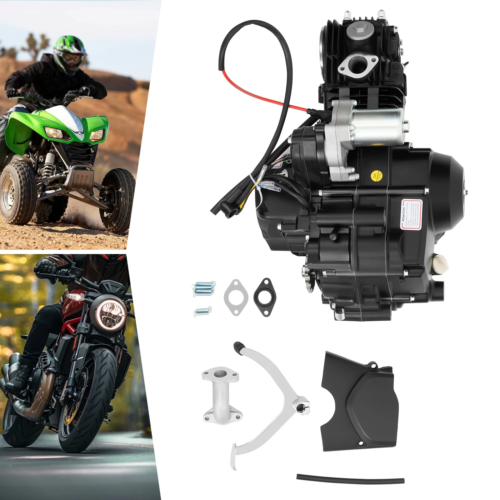 

4-тактный полуавтоматический двигатель ATV объемом 125 куб.см с реверсом и электрическим запуском для мотоциклов GO Karts, трехколесных велосипедов