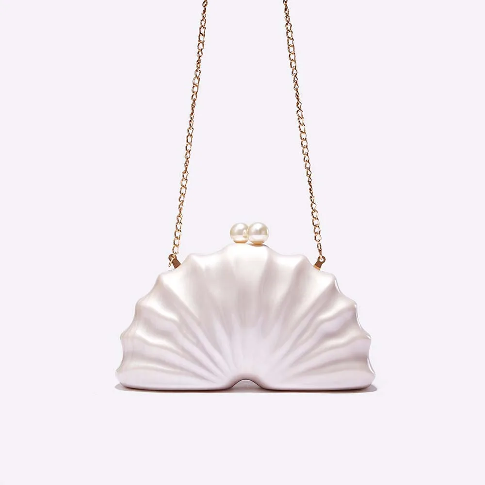 Fashion Shell Half Room Acrylic Beaded Bag Box Clutches Party Evening Purse Women Shoulder Travel Beach Mini Summer Handbags
