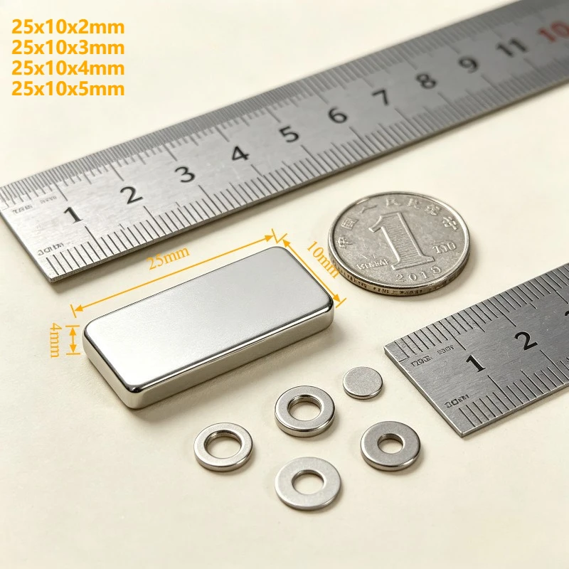 Strong N35 Rare Earth Neodymium Rectangular Block Magnet 25x10x2 25x10x3 25x10x4 25x10x5mm NdFeB Magnet DIY Craft Hardware