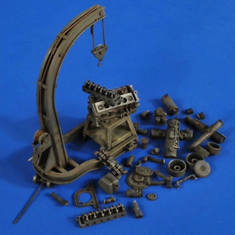 1: 35 Scale Scene Model Panzerwerk Workshop Engine Hanger, Equipped with Tiger I Tank Engine (assembly Required)