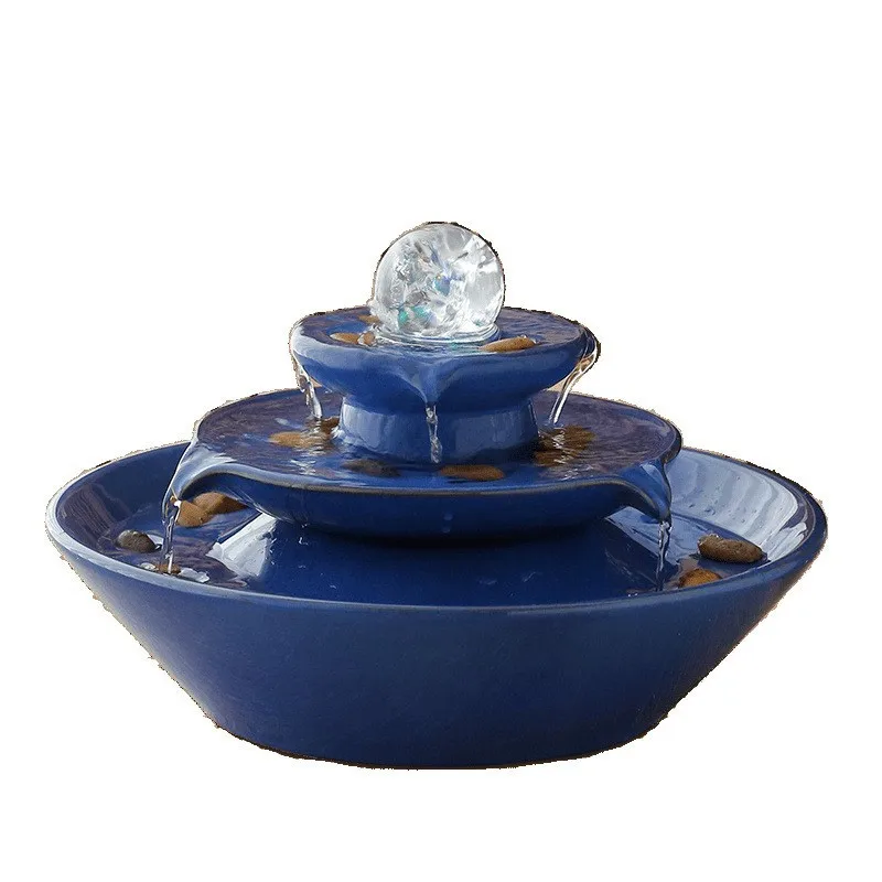 

DSA feng shui wheel ball ceramic flowing water fountain tea table front desk clubhouse decoration living room entrance opening