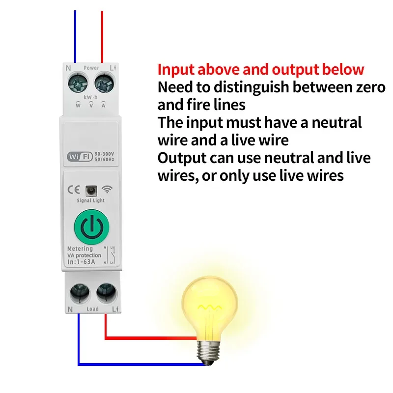 63A Intelligent Switching PowerTUYA WIFI Mobile Remote Monitoring Timed Metering Breaker VA.Protection