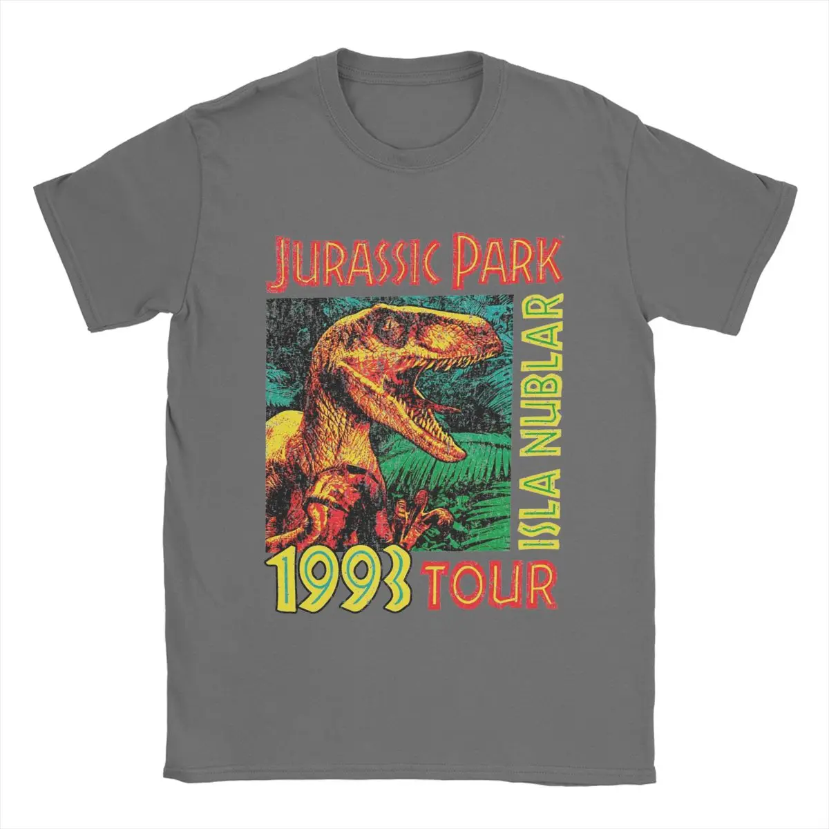 Men's T-Shirts Jurassic Park 1993 Tour Printed Novelty Solid Cotton Tees Crewneck Tops Male Short Sleeve Casual Loose T Shirt