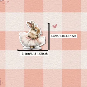 Karikatür tarzı-retro-kitaplara, çıkartmalara, balede dekoratif bir kendin yap sevimli tavşana sahip çıkartma, havuz, bilgisayar, dizüstü bilgisayar, telefon Viktorya dönemi dekorundaki 6 büyük satış-no. 3