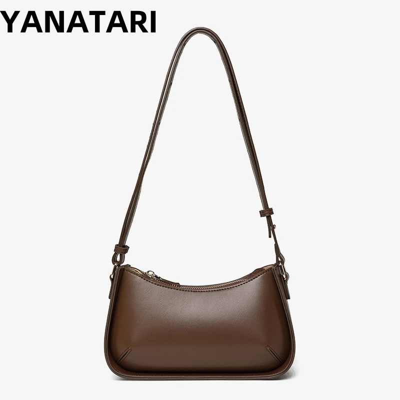 YANATARI underarm cowhide Genuine leather handbags women vintage shoulder bag female crossbody bags luxury high quality 2024