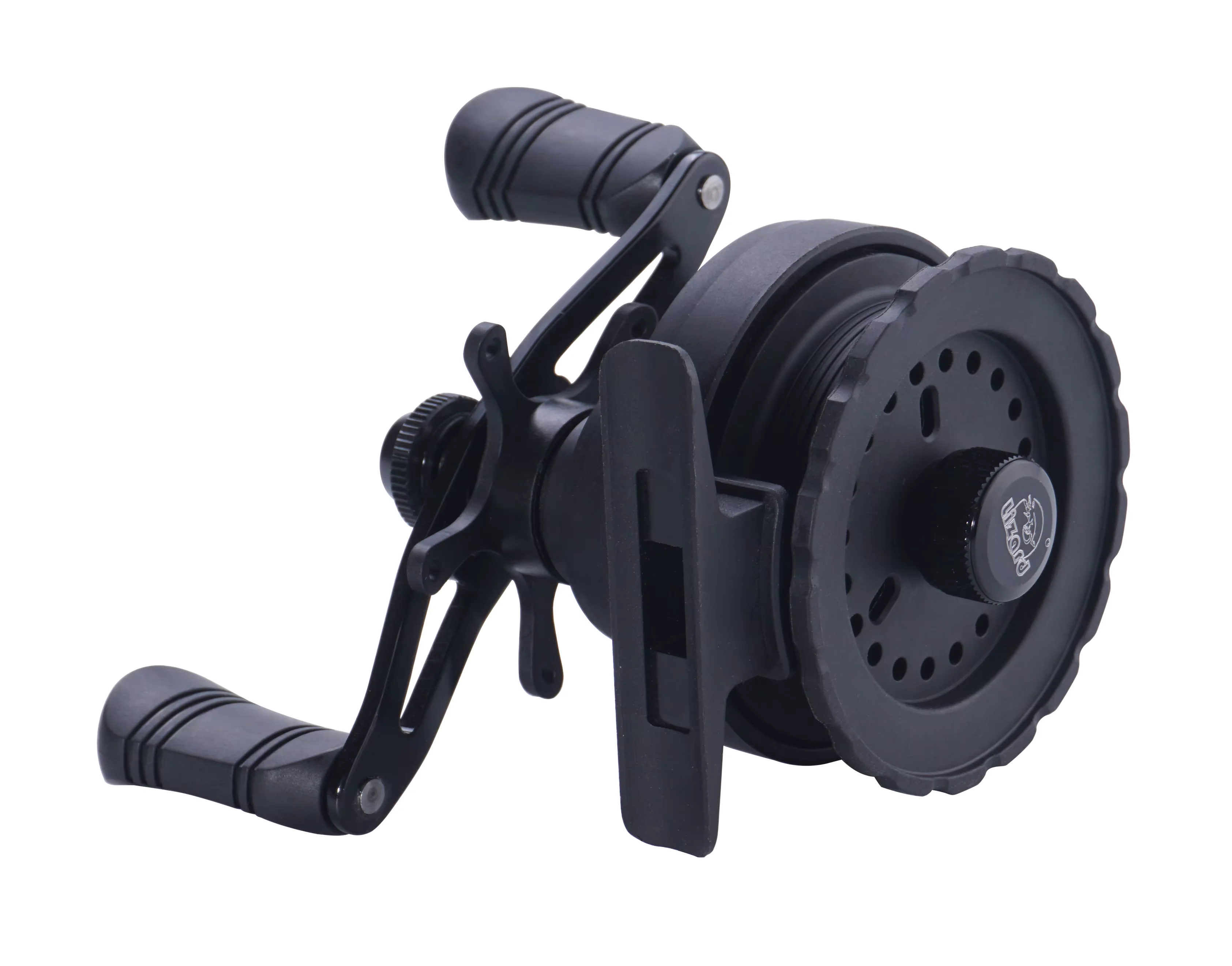 Lizard all black raft Fishing reel 6 + 1BB and 2.6:1 speed ratio with Rubber knob Can automatically outlet the line