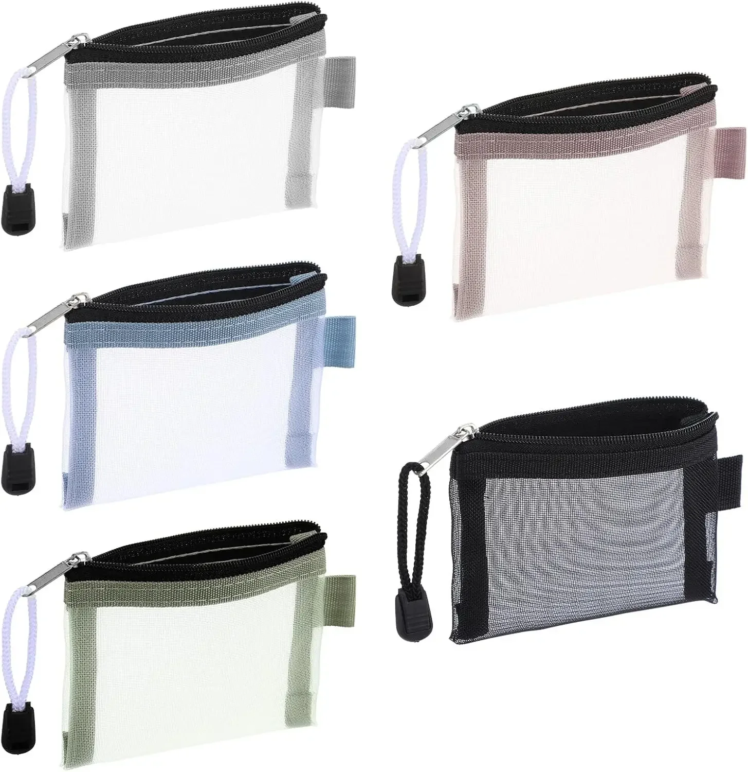 5 упаковок мини-сетчатых сумок на молнии, сетчатые нейлоновые сумки на молнии 3 x 4,5 дюйма, нейлоновый органайзер для макияжа, портативная дорожная косметичка, в наличии