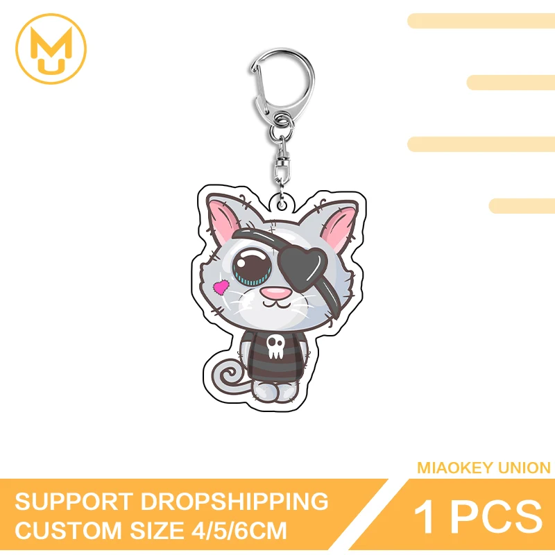 Little Pirate Cat Q Edition Amusing Eye Catching Double Sided Acrylic Keychain Advance Guard Adorable Personal Hobby Toys