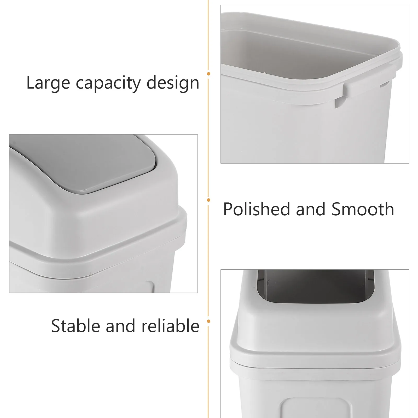 

Swing Cover Shake Lid Trash Can Office Small with Kitchen Pp Bins Trashcans for Kitchens