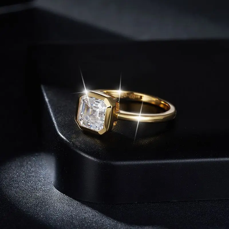 2.0ct Moissanite Wedding Ring for Women 7x7MM Laboratory Crafted Diamond S925 Silver Plated Gold Jewelry with Certificate