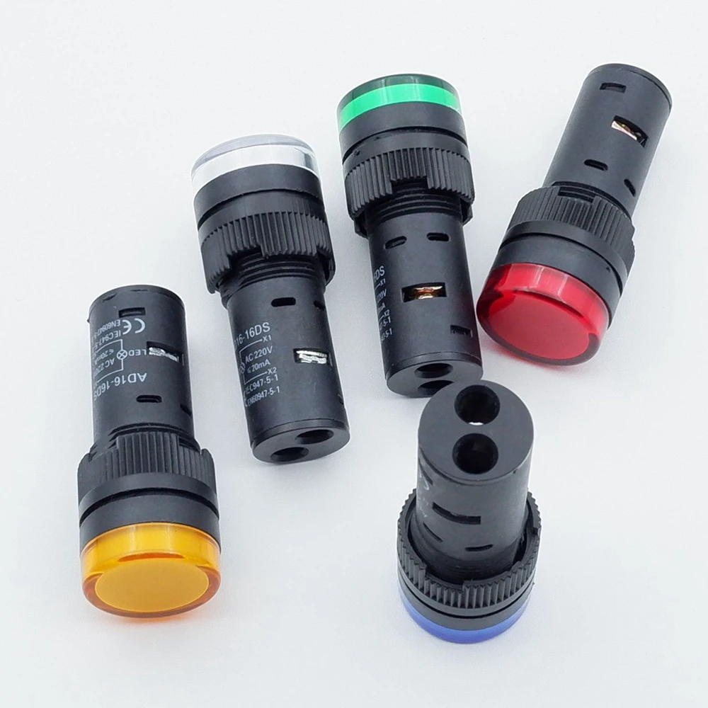 16mm Panel Mount plastic Indicator Light LED Signal Power Supply Lamp 12v 24v 220v red yellow blue green white Warning Pilot
