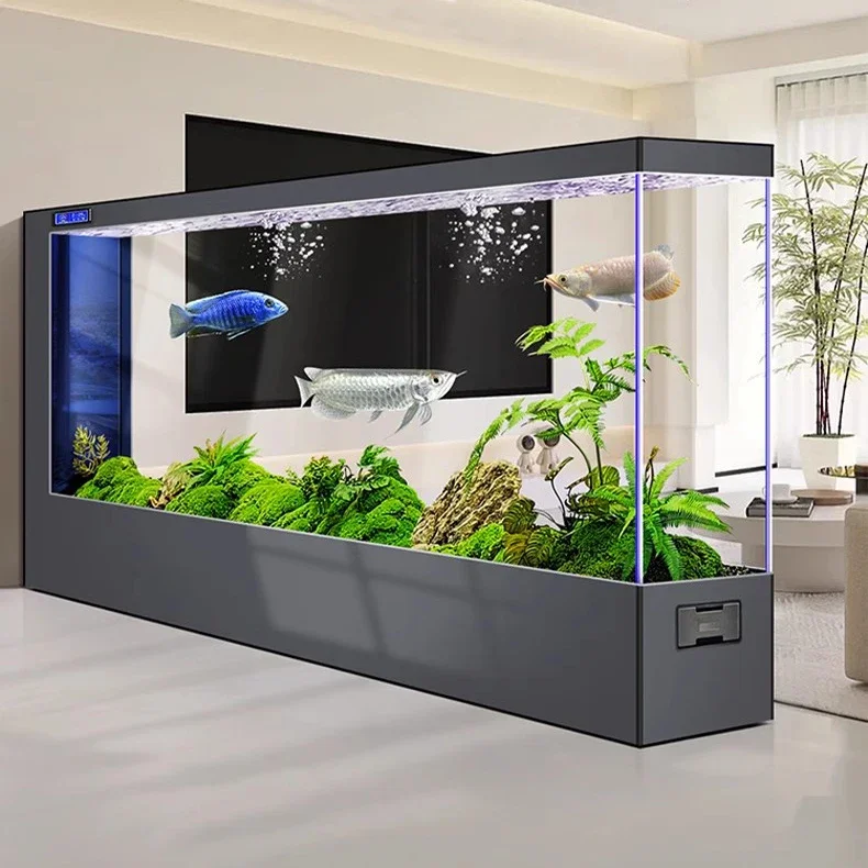 TQH super large floor-to-ceiling fish tank living room company hotel giant aquarium screen partition ultra-white glass