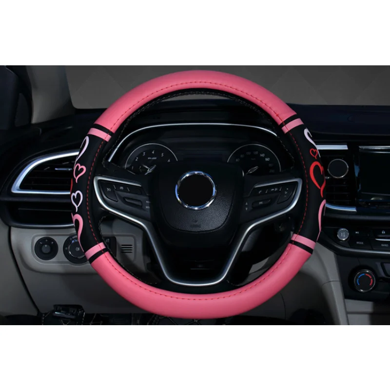 38cm Car Steering Wheel Cover Four Seasons Universal Cover Love Section Men and Women Car Interior Decorative Supplies Non-slip