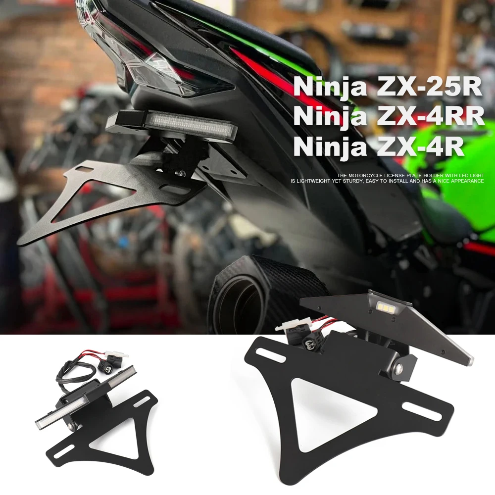 

ZX-4R LED Light ZX-25R ZX-4RR License Plate Holder For KAWASAKI NINJA ZX4R ZX4RR ZX25R Motorcycle Tail Tidy Fender Eliminator