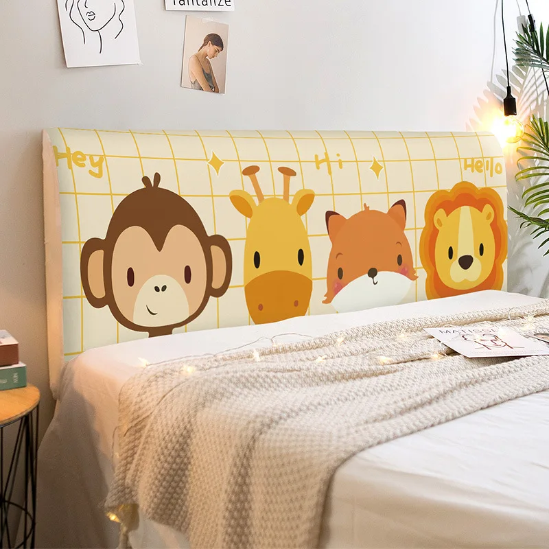 Monkey Fox Lion Elastic All-inclusive Furniture Bed Head Cover Printed Cartoon Universal Dust-Proof Bedroom Sofa Headboard Cover