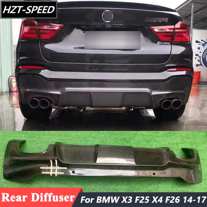 

3D Style Carbon Fiber Rear Bumper Diffuser Lip For BMW X3 F25 X4 F26 M-Sporty Version Car 2014-2017