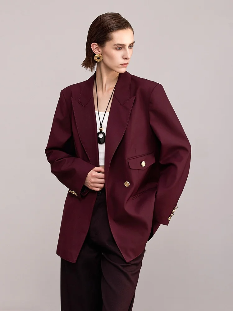 

Красное пальто из смесовой ангоры для женщин, свободный крой, корейский стиль, высококачественная верхняя одежда, длинный рукав, двубортное на пуговицах, чистый шерстяной материал.