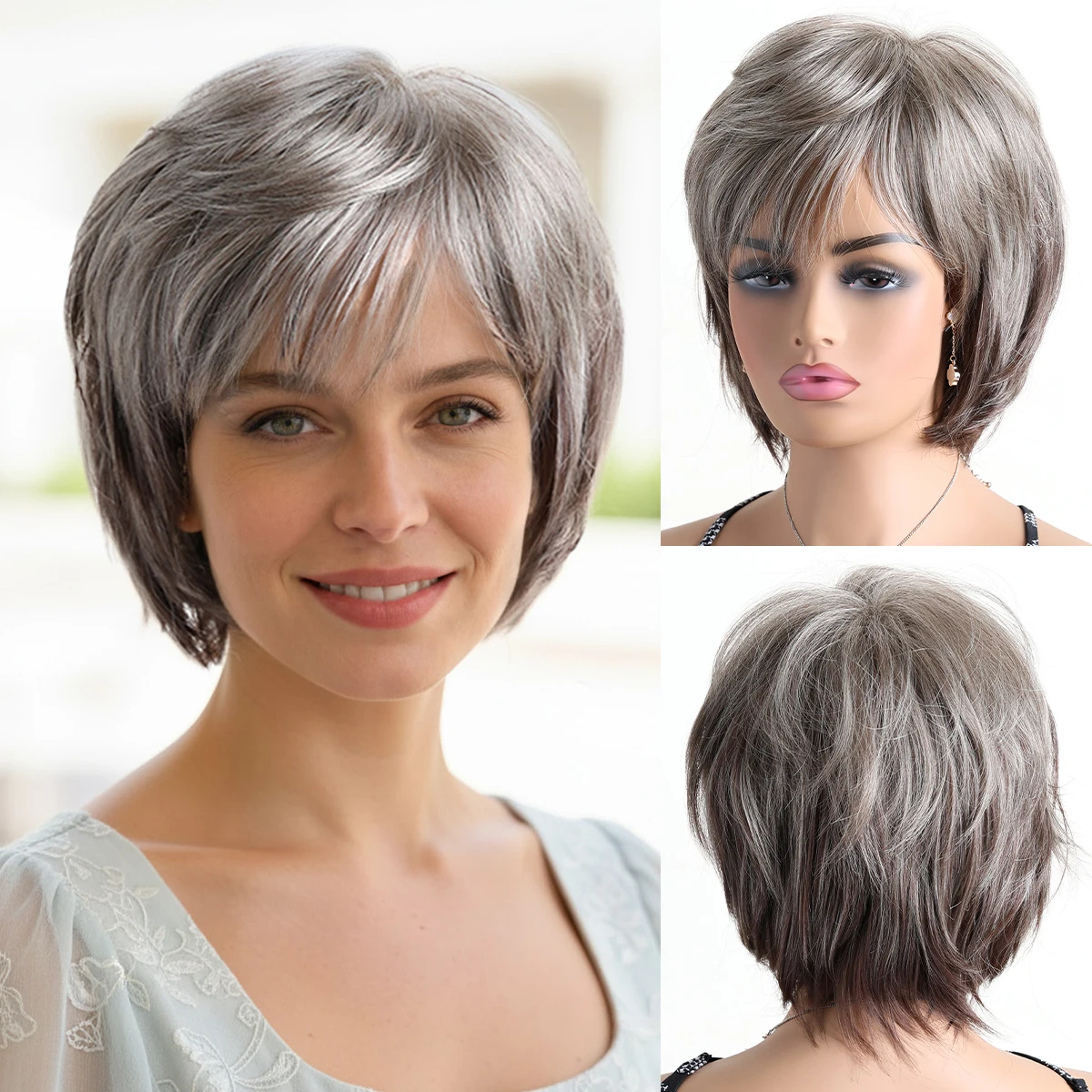 10 Inch Curly Wig Synthetic Short Brown Wig Daily Party Christmas Halloween Music Festival Wedding Ball Wedding Daily Festivals