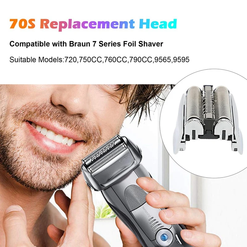 70S Electric Shaver Head Replacement For Braun 7 Series Foil Shaver Models720, 750CC, 760CC, 790CC, 9565, 9595(3 Pack)