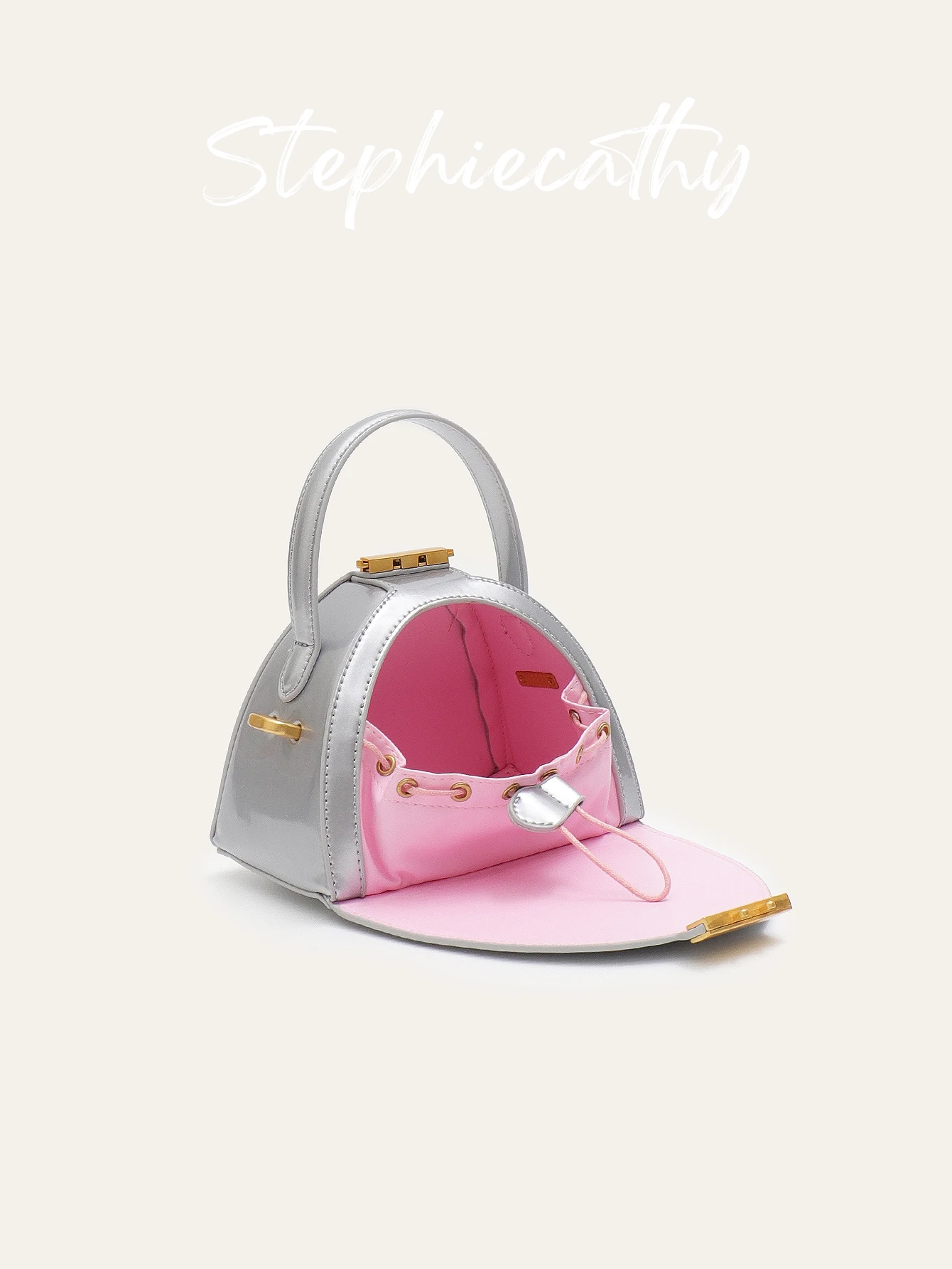Women Minimalist Elegant PU Vegan Leather Handbag Squeeze Lock Drawstring Closure Cross Body Top-handle Bag Small Cute Portable