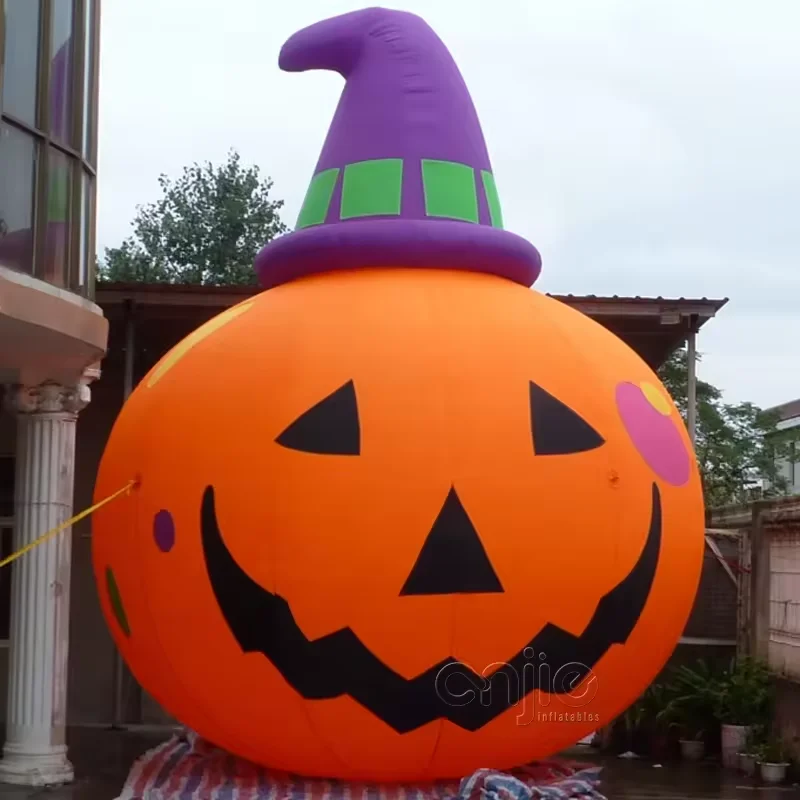 Calabaza inflable con luz LED para decoración de Halloween, globo gigante publicitario de 13, 20 y 26 pies