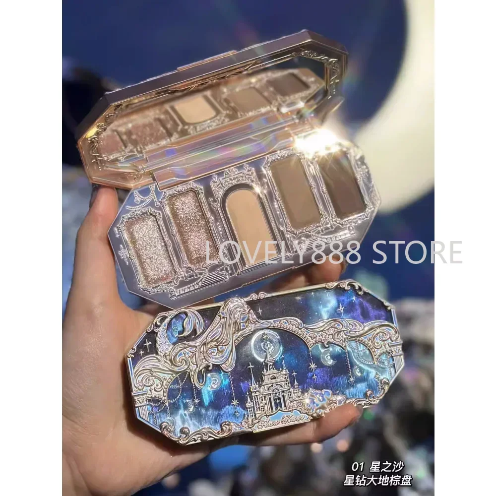 ดอกไม้รู้ Moonlight Mermaid Series ห้าสีอายแชโดว์ Palette เครื่องประดับ Delicate Matte Pearl Chameleon Eye แต่งหน้าเครื่องสําอาง