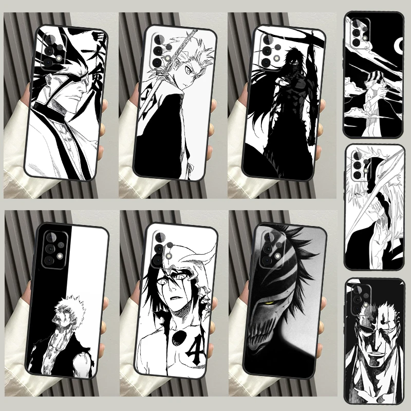 Black White Anime Bleach Case For Samsung Galaxy A54 A34 A12 A32 A42 A52 A13 A23 A33 A53 A73 A50 A51 A71 A14 Cover