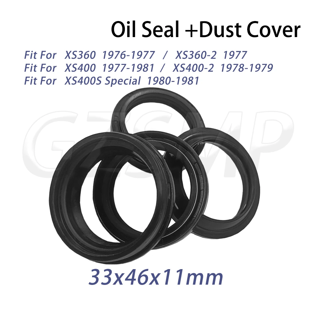 

Fit for Yamaha XS360 1976-1977 XS360-2 1977 XS400 XS400-2 XS400S Specia 33x46x11 Front Fork Oil Seal & Dust Cover
