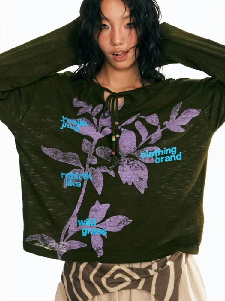 

High Street Fashion Loose American High Street Oversized Long-sleeved T-shirt Men Y2k Goth Harajuku Retro Letter Print Top Women