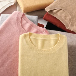 100% Pure Wool Cashmere Sweater Woman O-neck Pullover Casual Knitted Tops Autumn /Winter Female Jacket Korean Fashion