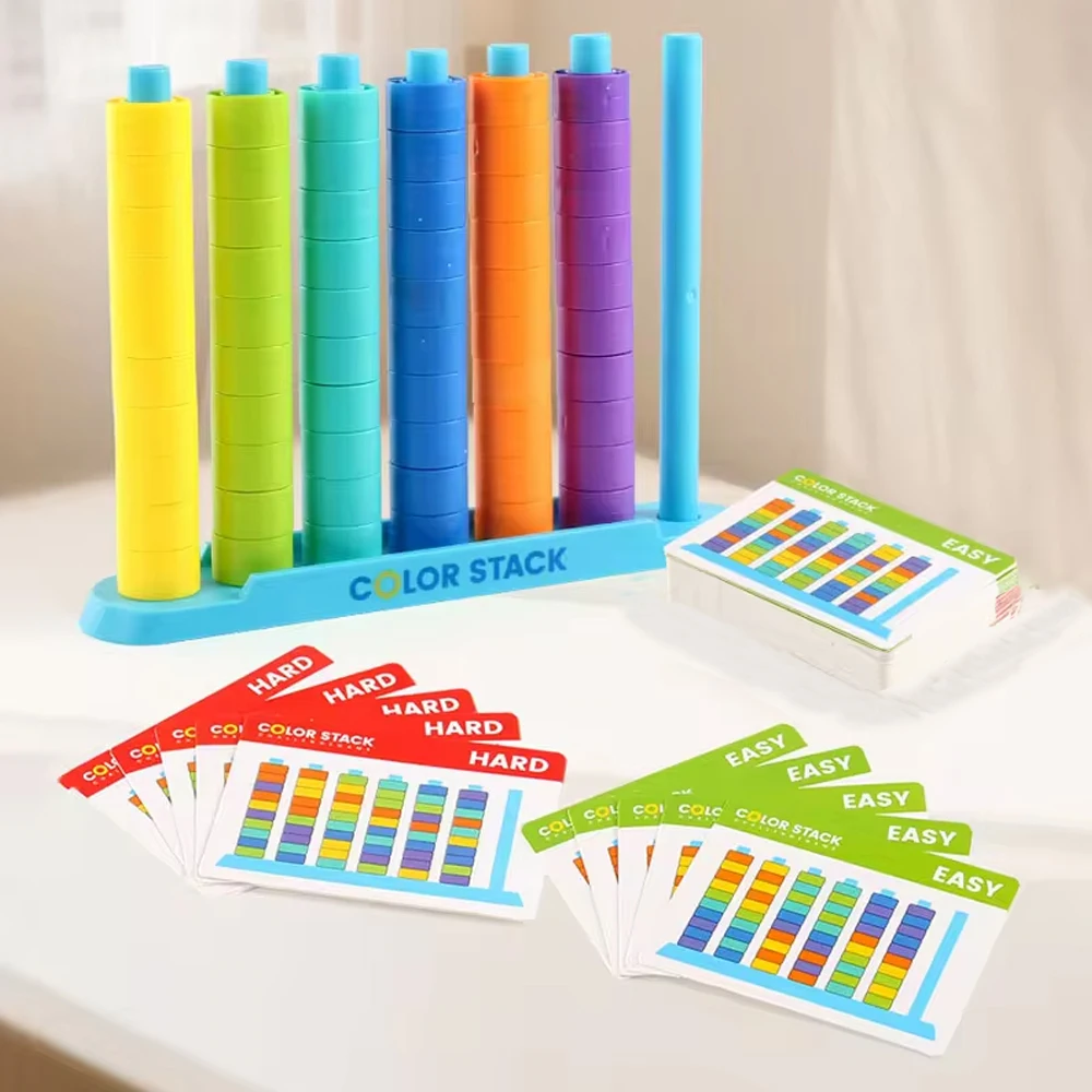 

Color Stack Challenge Fun Board Game Versus Table Game with Card Educational Intellectual Enlightenment Cognition Logic Training