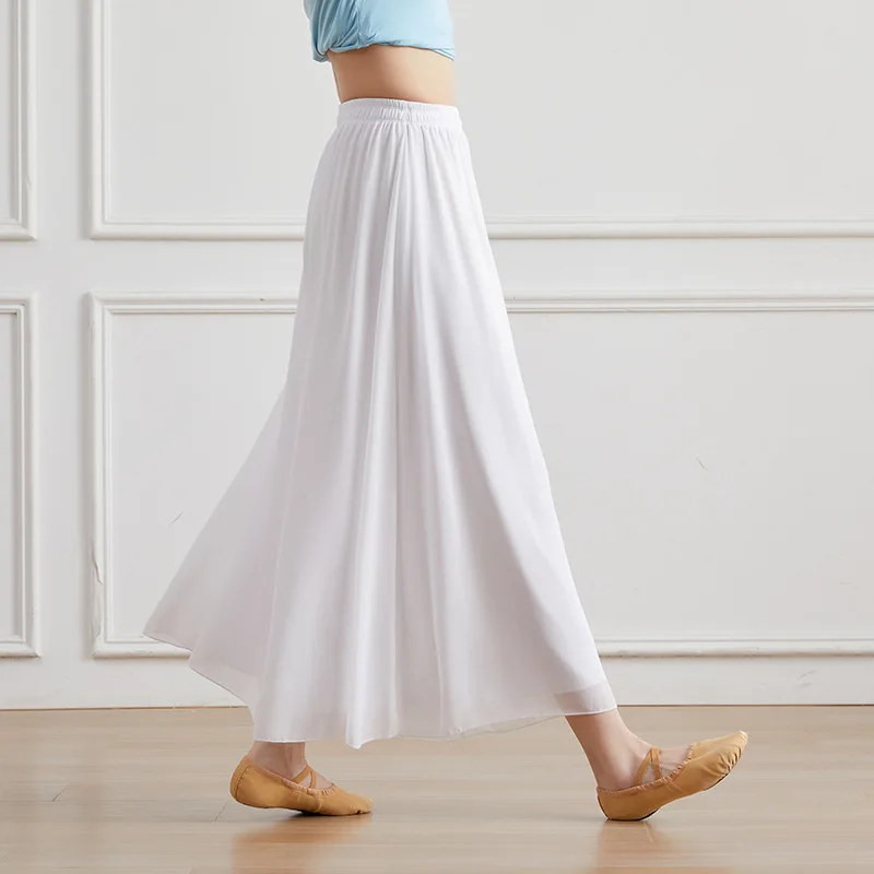 

White classical dance practice pants high waist chiffon wide leg pants dance clothes women's performance clothes elegant