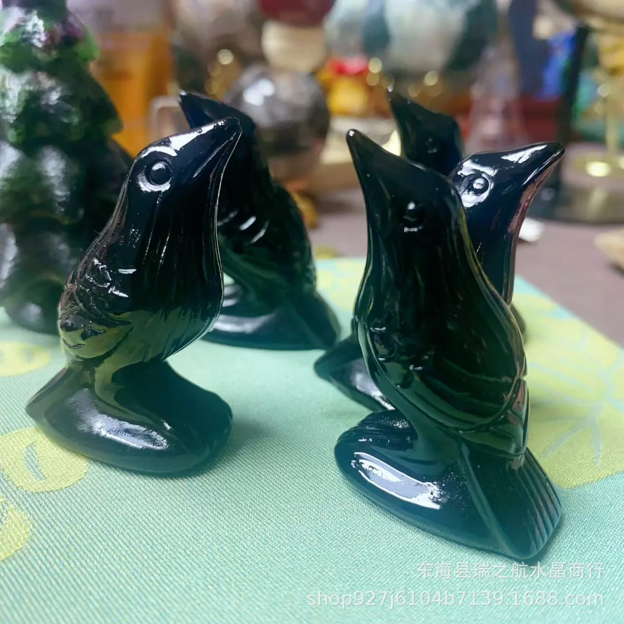 Black Obsidian Crow Carving Crystal Natural Healing Mineral Specimen Polished Druzy Home Room Reiki Decoration Gift Energy