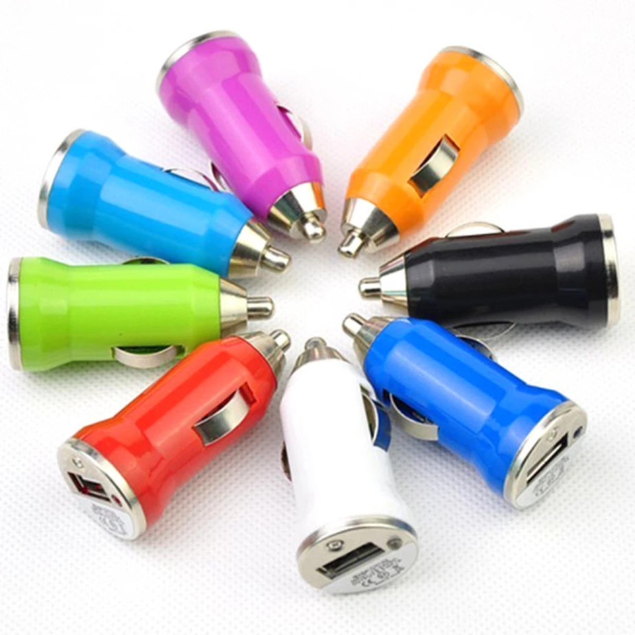 

200pcs Mini 5V1A USB Bullet Car Charger for iPhone 7 6 6s Plus SE 5 5s 5c 4s 4 iPad Samsung Huawei Xiaomi Phone Charging Adapter